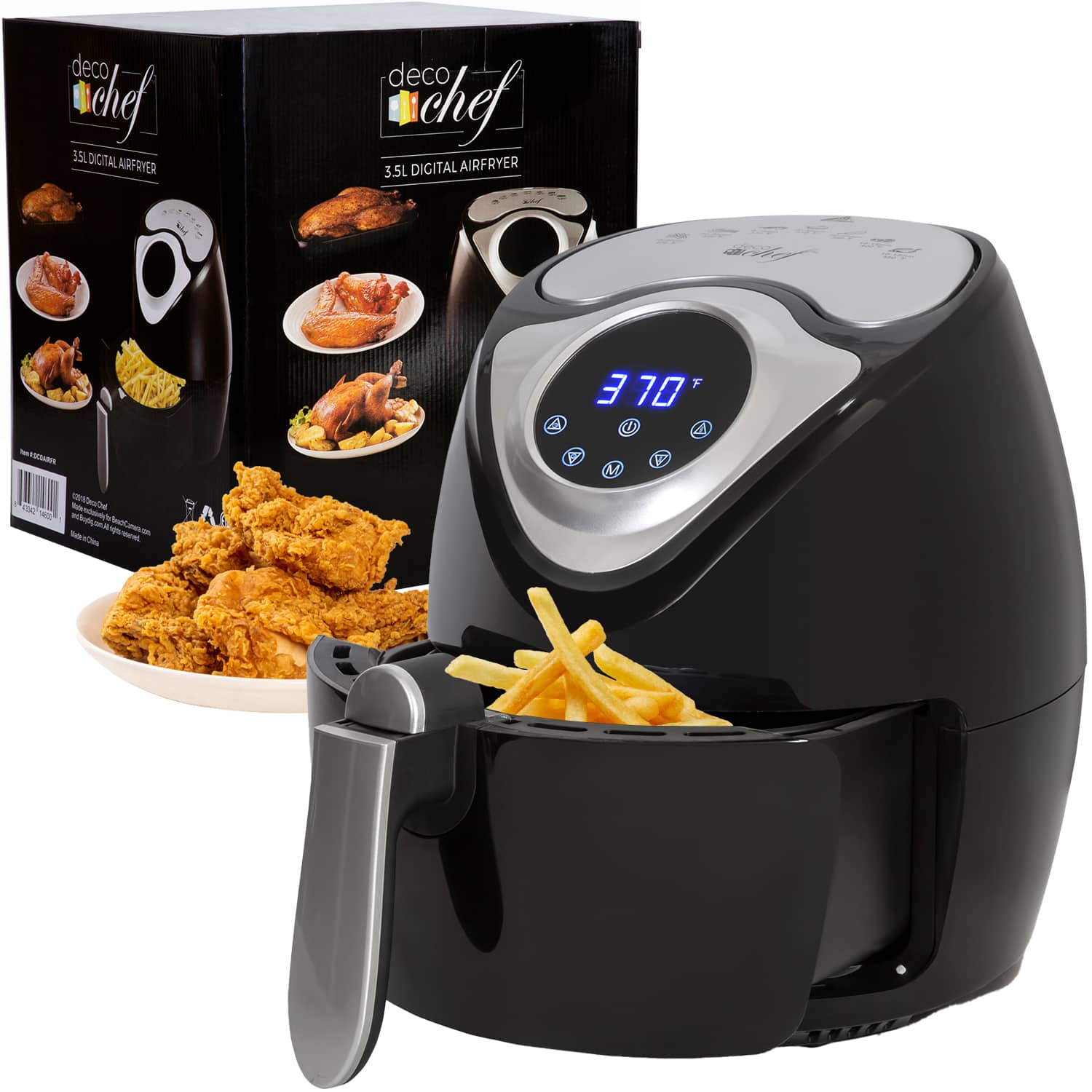 Deco Chef - 3.7 Quart Personal Digital Air Fryer with 7 Smart Programs DAIRFR - Black