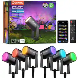 Lumary - 6-Pack Smart RGBAICW Landscape Lights Pro, IP65 Waterproof Low Voltage Outdoor Lights for Garden Yard and Pathway