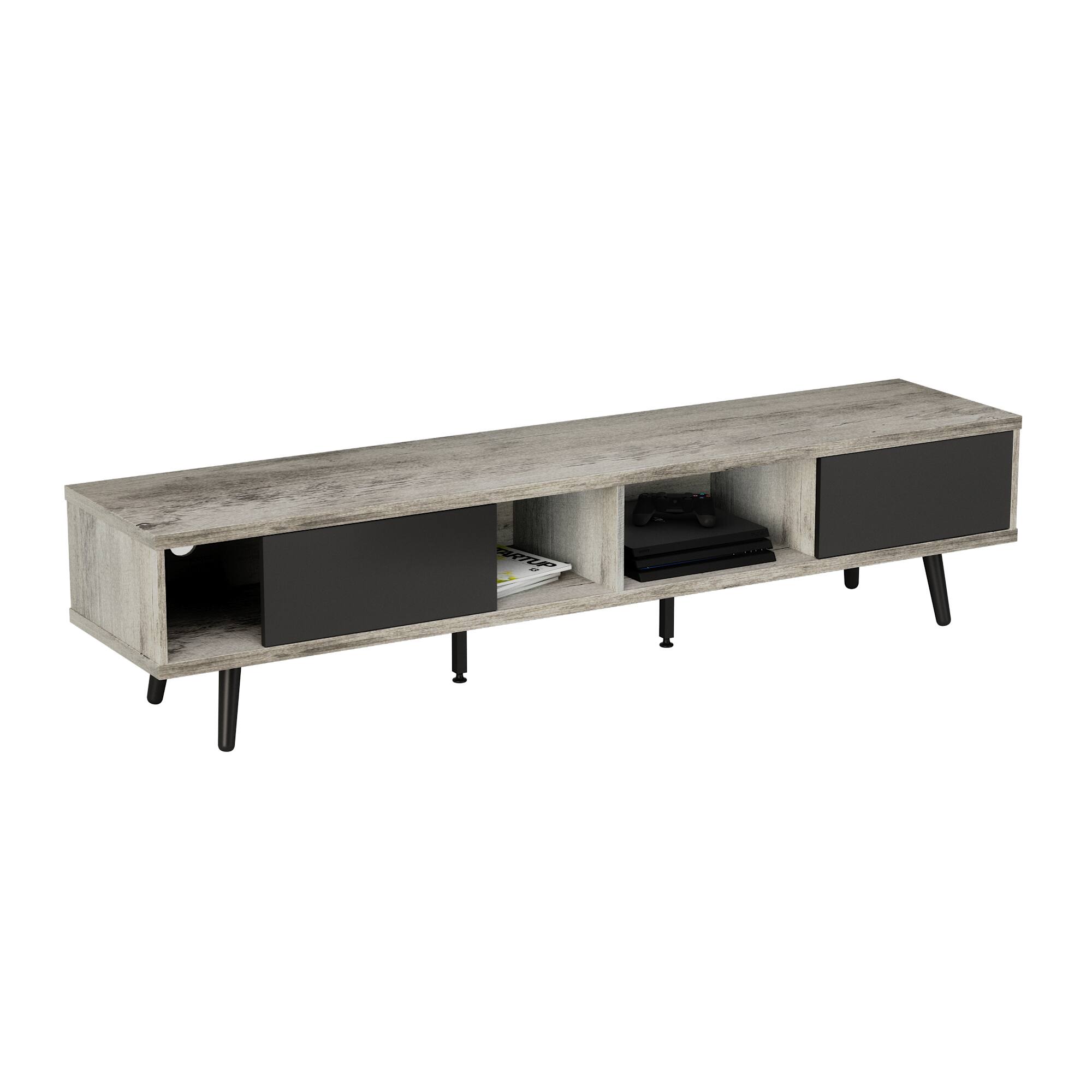 Back. Bestier - Bestier Mid-Century Modern TV Stand for TVs up to 75" with Storage and Gaming Entertainment Center - Gray.