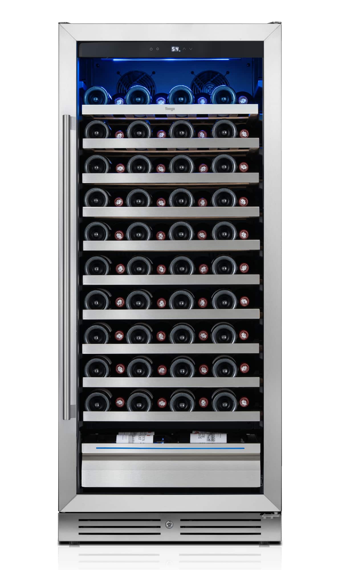 Front. Yeego - 24 inch Wine Cooler Refrigerator,89 Bottle Wine Fridge,Freestanding&Built-in,40-65°F,for Home Bar - Stainless Steel.