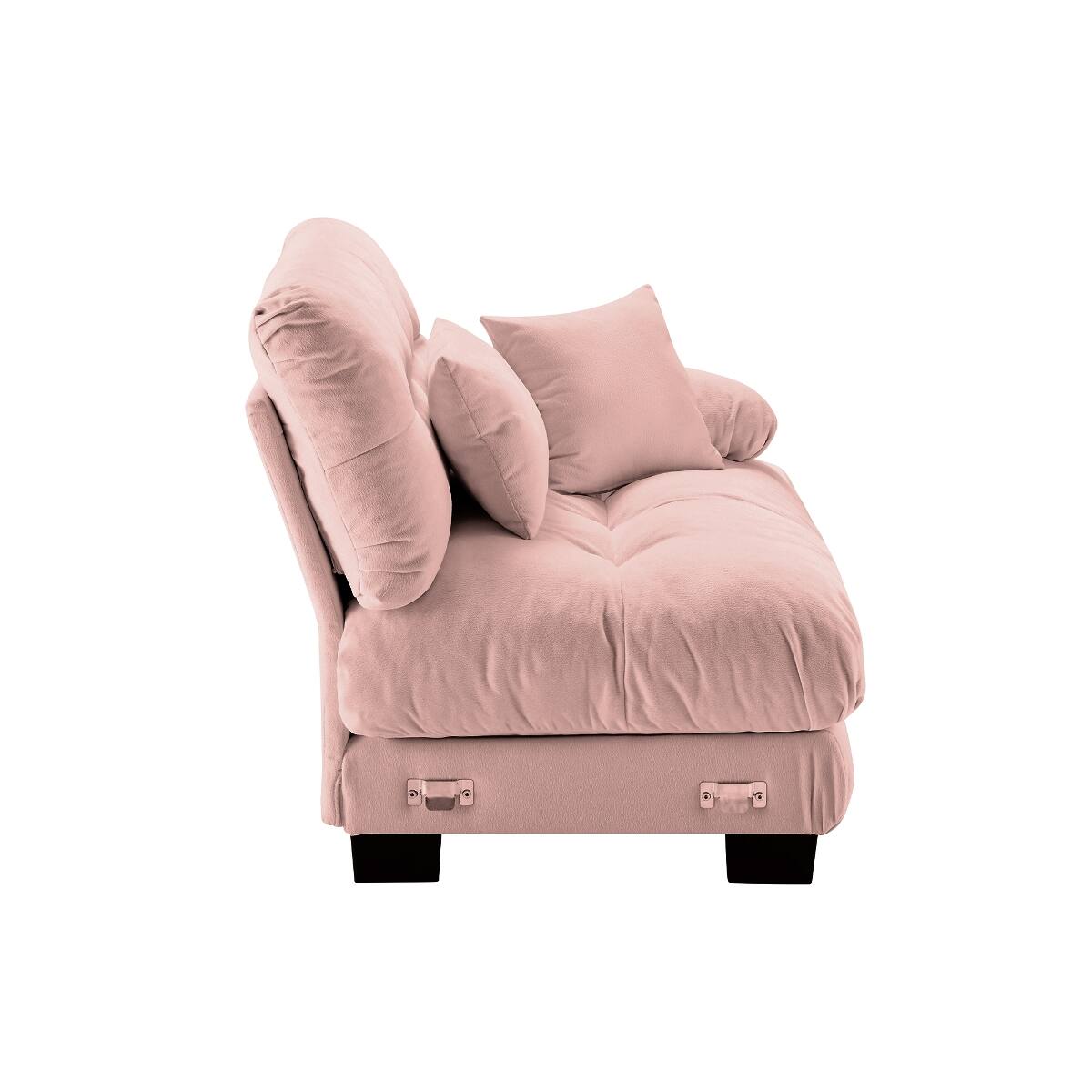 Angle. Ropilly - Ropilly Pink Chenille Sofa Armless Modular Single Seat with 2 Pillows - Pink.