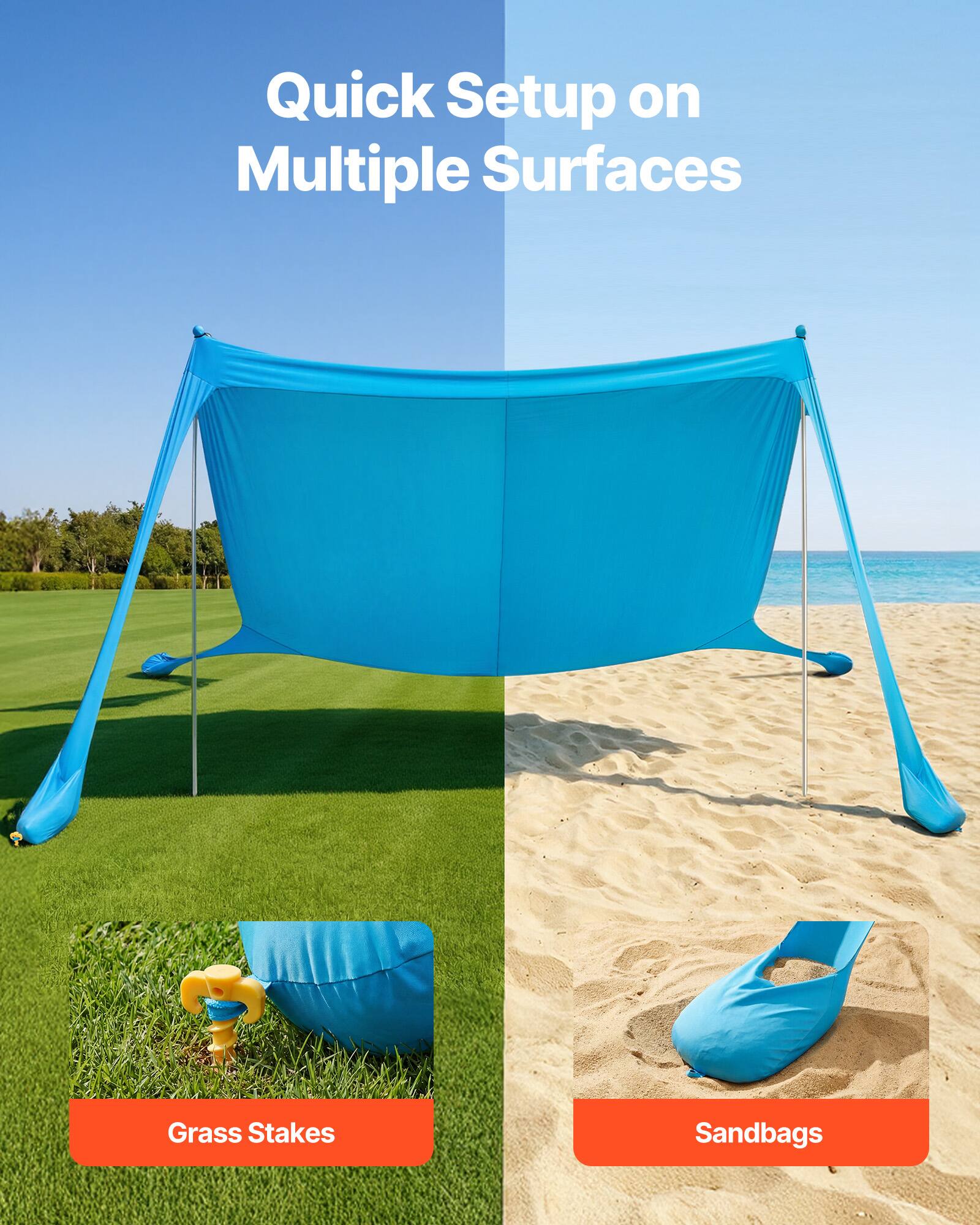 Quick Setup on Multiple Surfaces  
Grass Stakes  
Sandbags