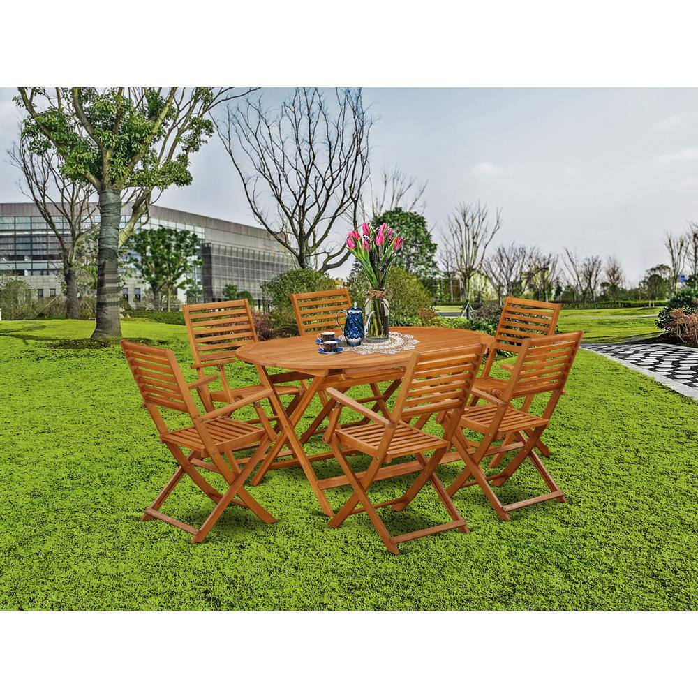Back. East West Furniture - Wooden Patio Set Natural Oil - Brown.
