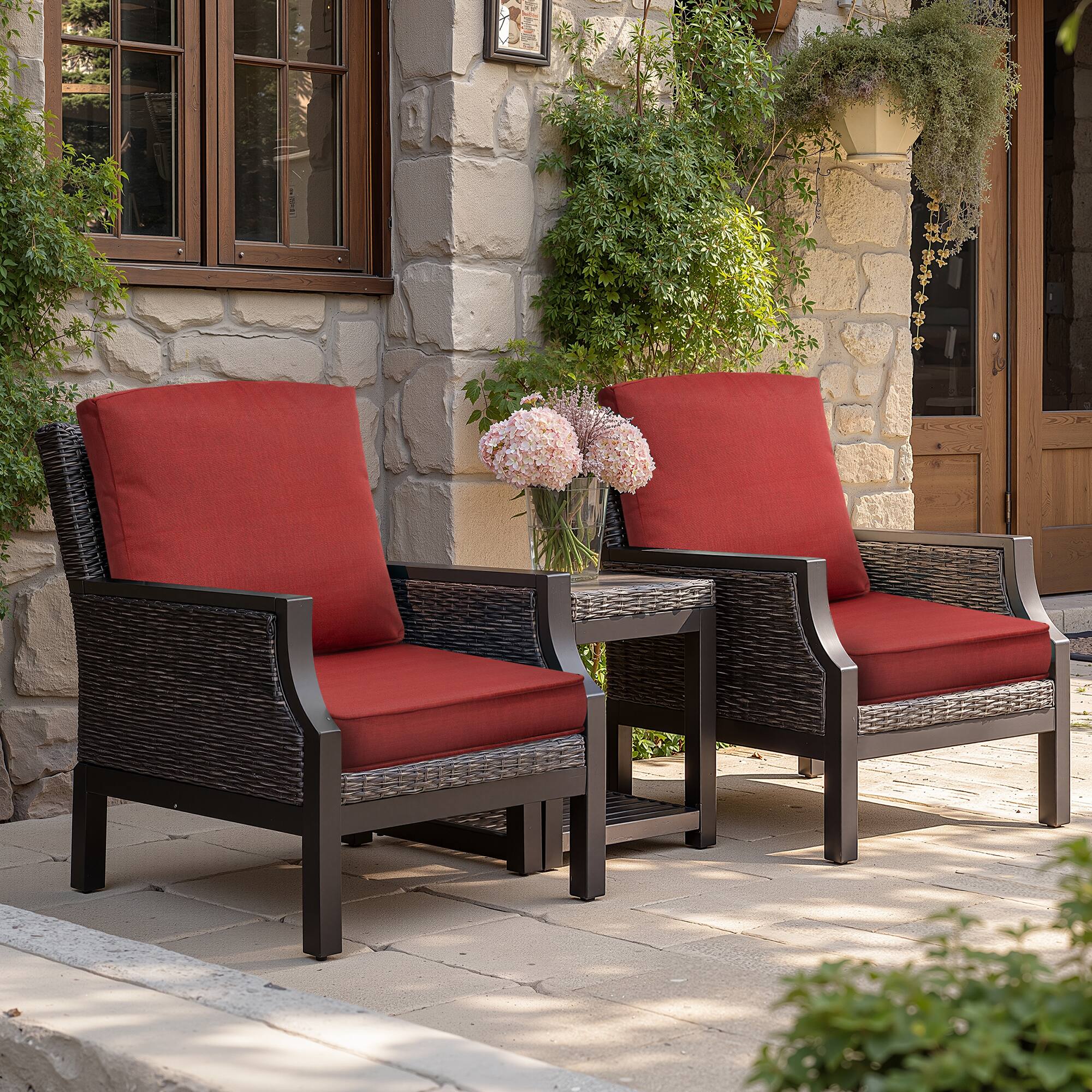 Alt View 4. Crestlive Products - Crestlive Products 24x24 Inch Water-Repellent Deep Seat Outdoor Cushions, Fade-Resistant Replacement for Patio Furniture - Chili Red.