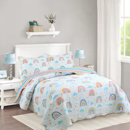 MarCielo - Kids Quilt Bedspread Set For Teens Girls Bedding - White