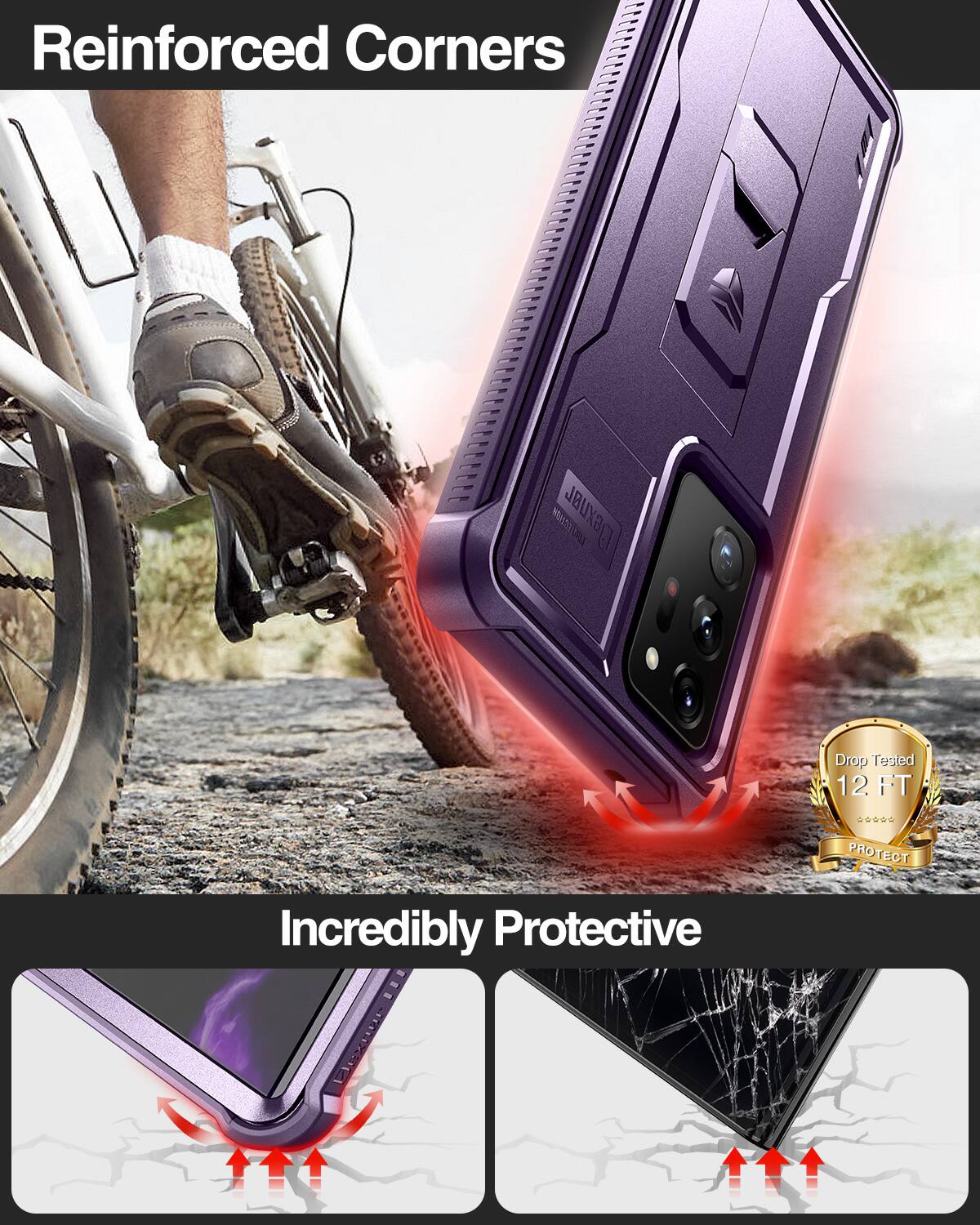 Reinforced Corners, Drop Tested 12 FT, Incredibly Protective, Protect