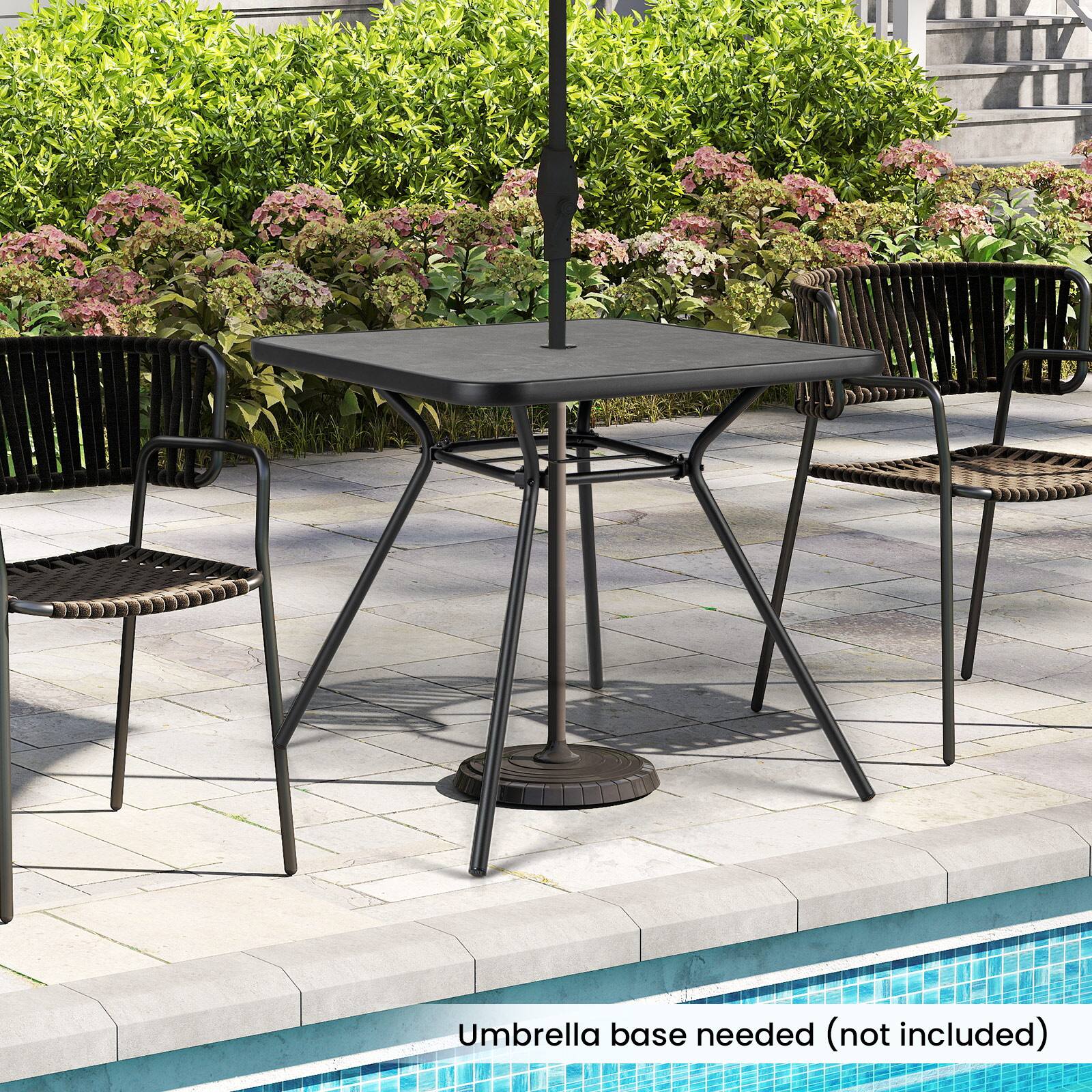 Umbrella base needed (not included)