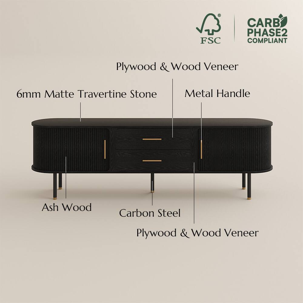FSC CARB PHASE2 COMPLIANT  
Plywood & Wood Veneer  
6mm Matte Travertine Stone  
Metal Handle  
Ash Wood  
Carbon Steel  
Plywood & Wood Veneer