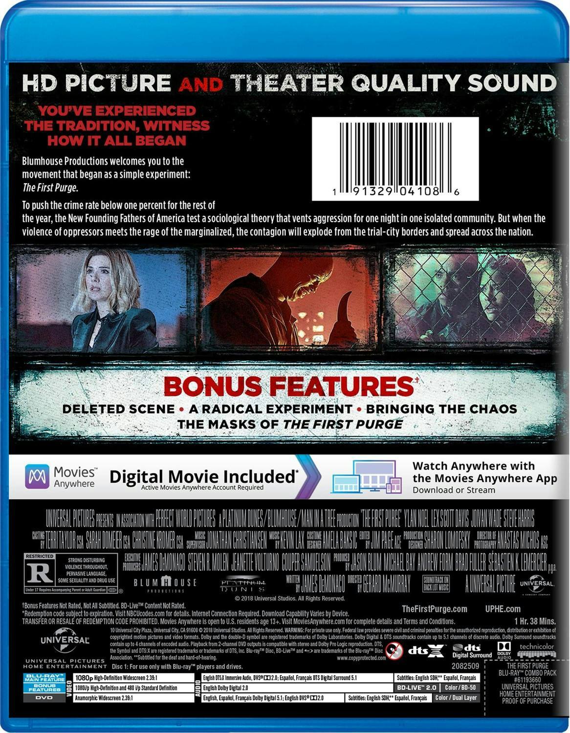 Back. The First Purge (DVD + Digital) [Blu-ray].