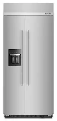 Front. KitchenAid - 20.8 Cu. Ft. Side-by-Side Refrigerator with Ice and Water Dispenser - Stainless Steel with PrintShield Finish.