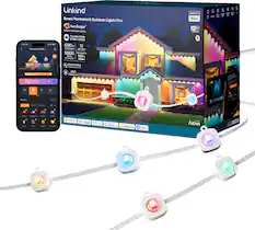 Linkind Smart Permanent Outdoor Lights Pro AuraScape Dynamic Multi-Zone Lighting
LENGTH 100ft Wi Fi LSR TERO
11:57 Permanent Out...
Tunable White 2700K-6500K 4320 lm 72 Total Output LED Lights 50000 Extendable TO Hours 150 ft (LED Lifespan)
Mother's day sleep day from playlist Favourite Stadid Festival
- Mark Start 1L-2
Flexible Setup 2 Extension Cords IP67 Waterproof
Dolic N -
Campfire CONSTALIANY Wishia Yeal Fado Glitter Galden
umas Hidrovers
matter Works AiDot marks WITH alexa
MARL Google Home
Apple Home
commung Smartitrings
- AiDot
we f Linkind