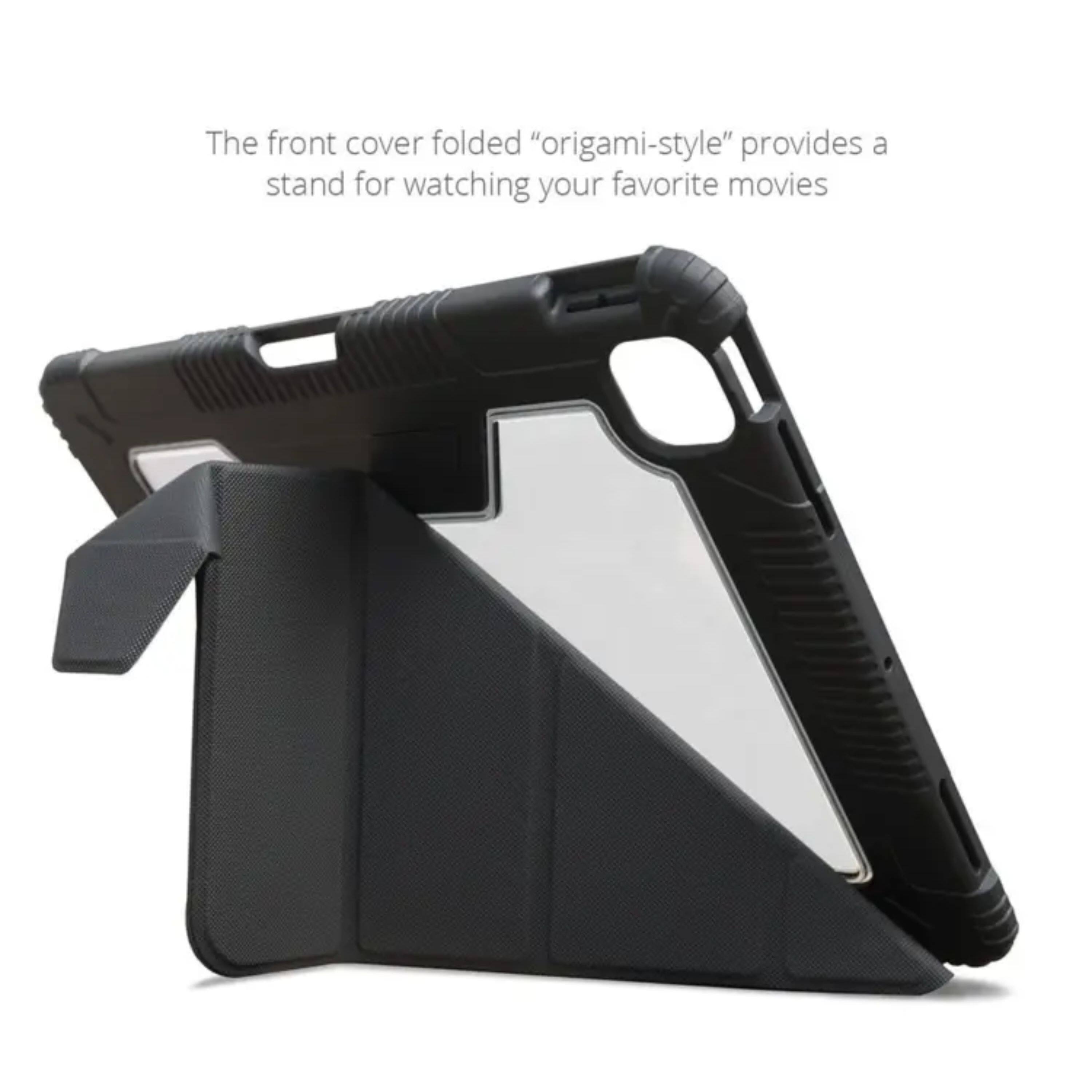 The front cover folded "origami-style" provides a stand for watching your favorite movies.