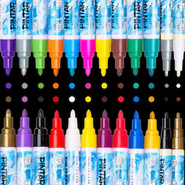 Pintar - Oil Based Paint Markers - 24 Pack with 20 (5 mm Tips) & 4 (1 mm Tips)