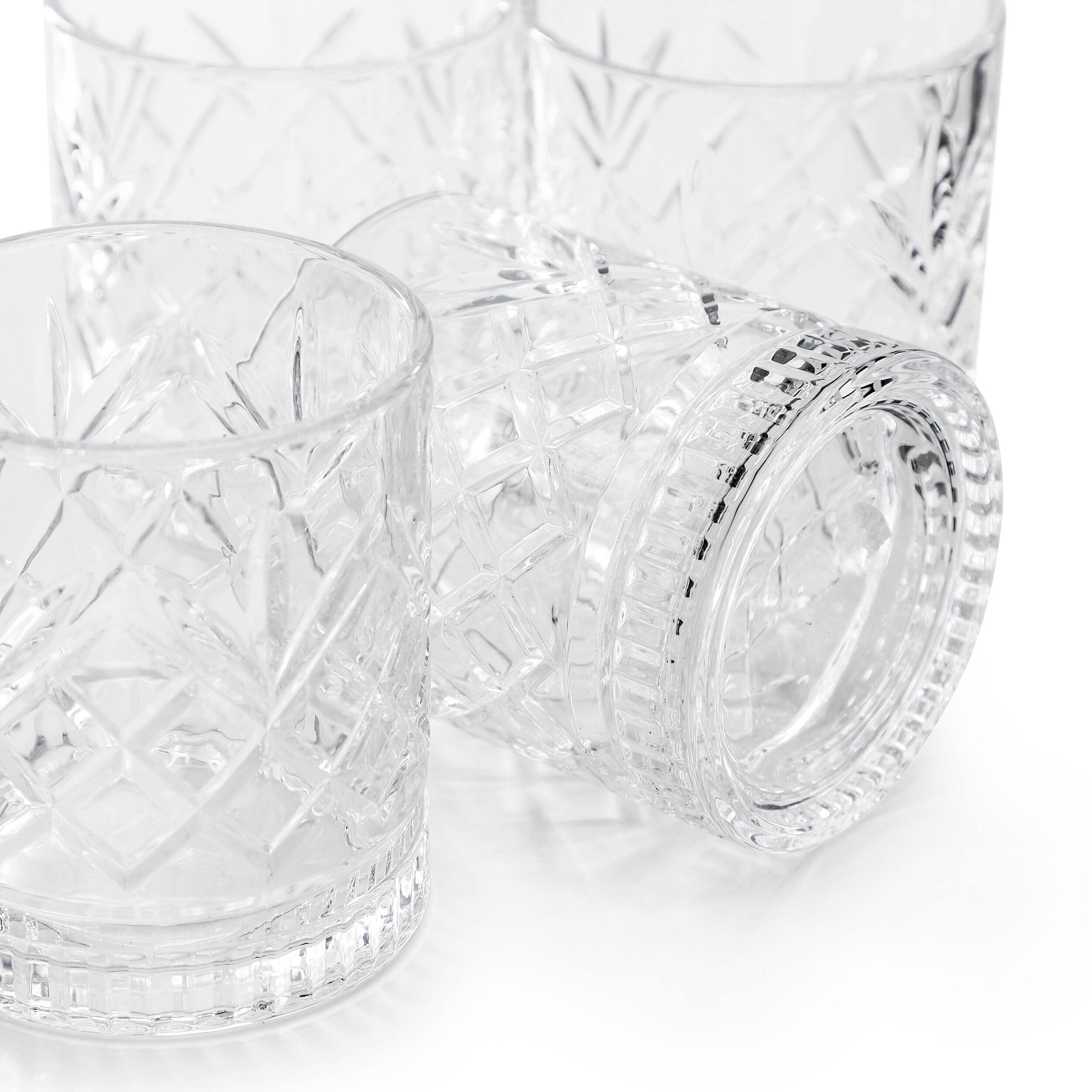 Alt View 2. Gibson - Gibson Home 4 Piece 13 Ounce Diamond Embossed Double Old Fashioned Glassware Set - Clear.