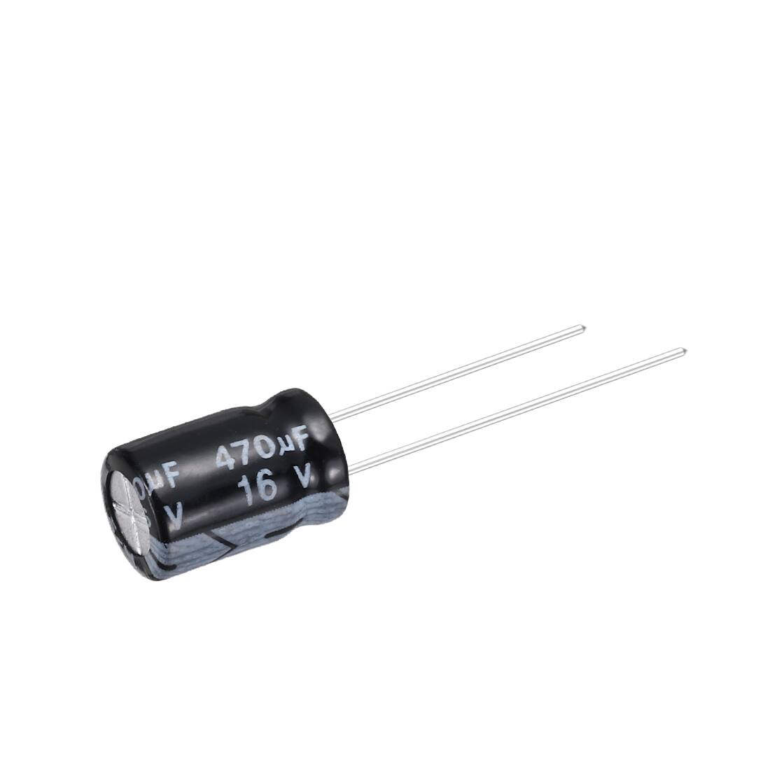Unique Bargains 470uF 16V 8x12mm Electrolytic Capacitor, Radial Leads ...