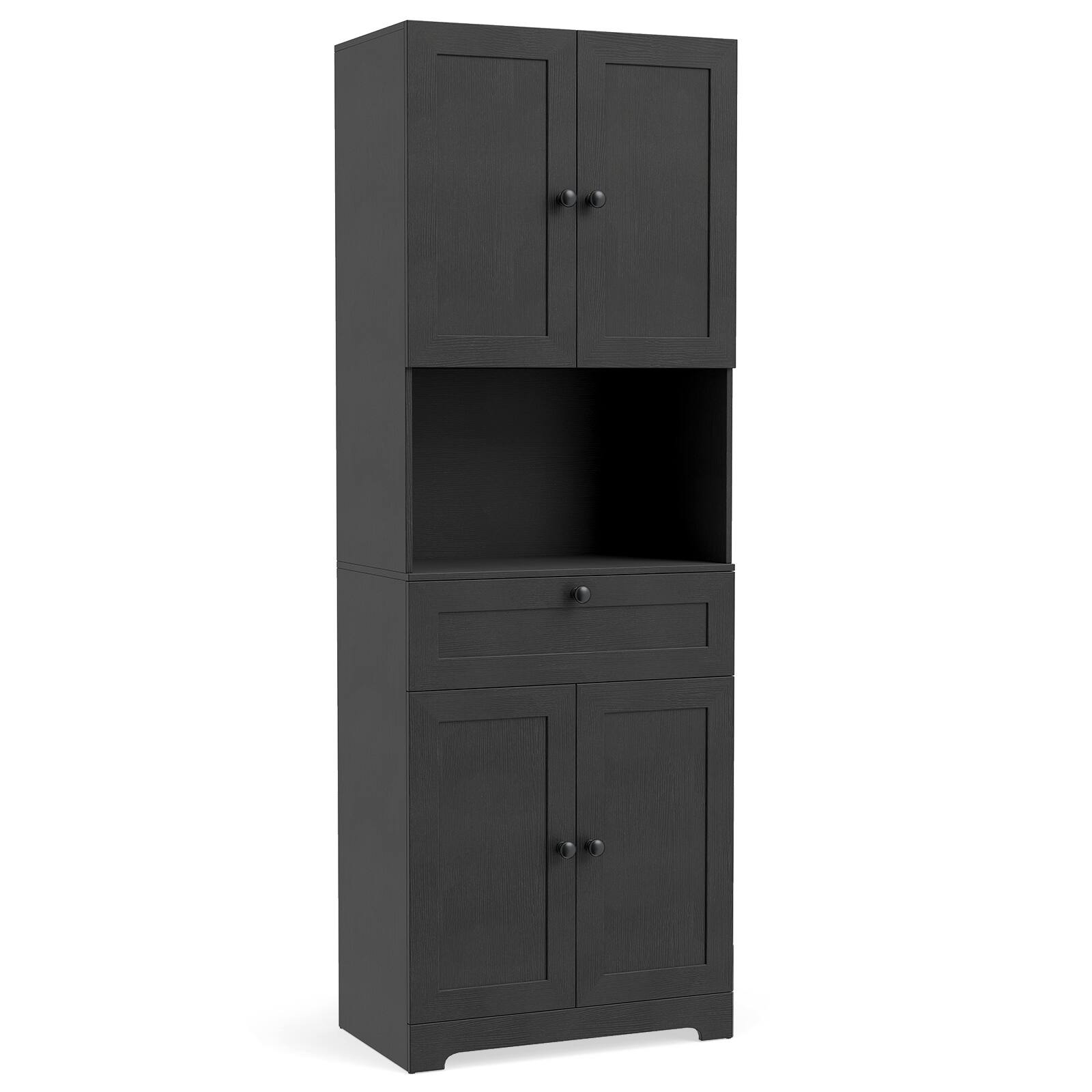 Alt View 8. Gymax - Gymax 67.5'' Kitchen Pantry Cabinet w/4 Doors 1 Drawer Open Countertop Adjustable Shelf - Black.