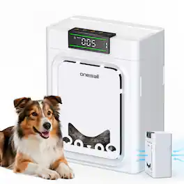 Oneisall - HEPA Air Purifier For Pet Home Washable Double Side Filter 4 Speed Fan Shut Timmer Air Quality Monitor For 2200Ft² Room - White