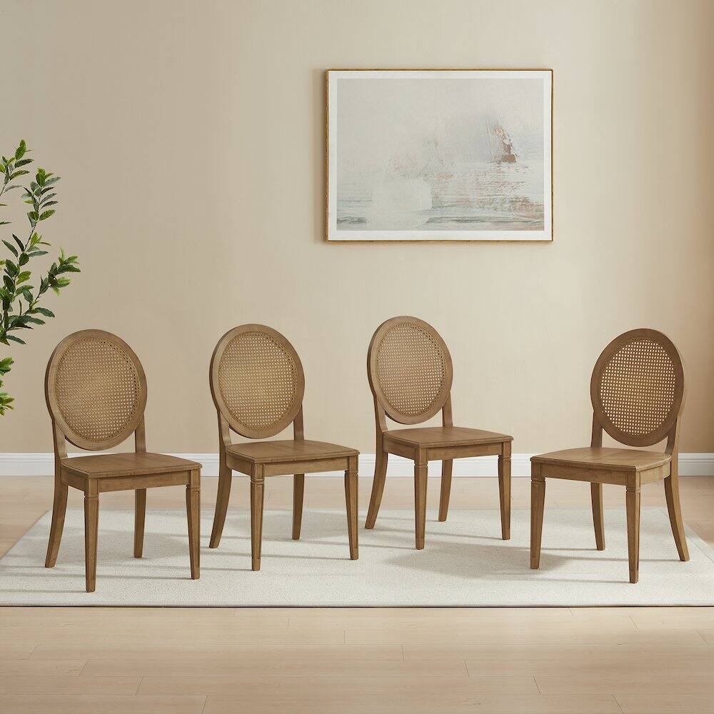 Alt View 4. Crosley Furniture - Katia 4-Piece Cane-Back Dining Chair Set In Driftwood - Brown.