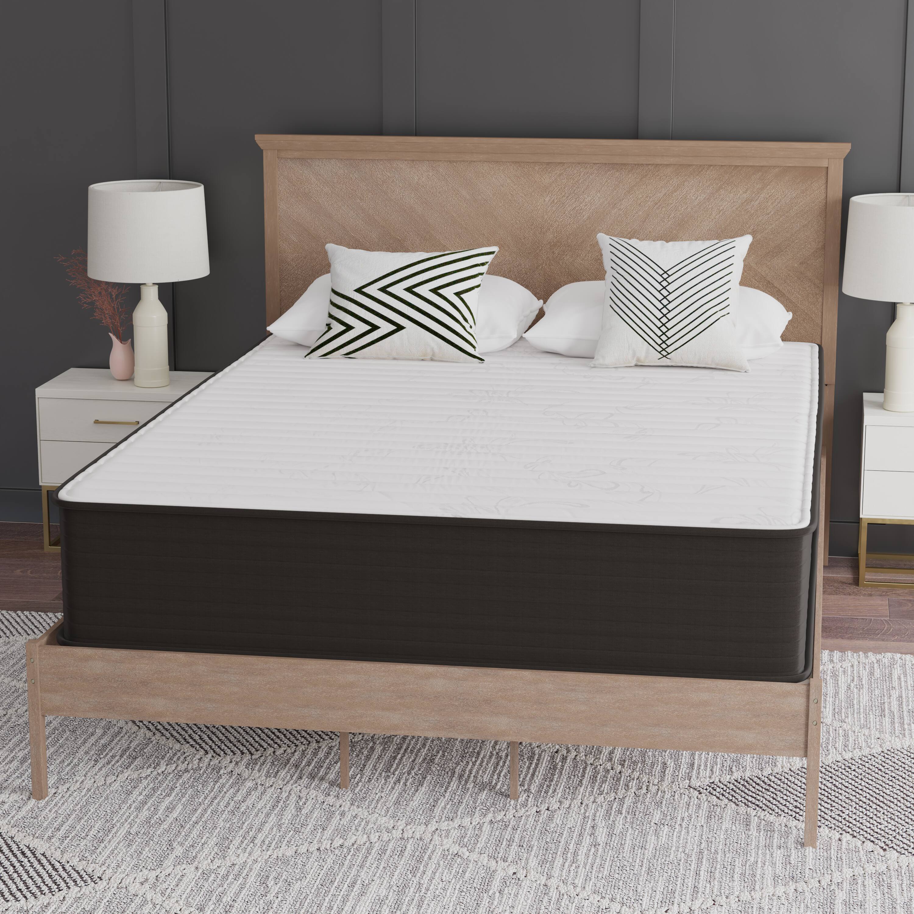 Alt View 5. Emma + Oliver - Drift 12 Inch Hybrid Mattress, High Density Foam and Pocket Spring Mattress in a Box, CertiPur-US Certified Foam - White/Gray.