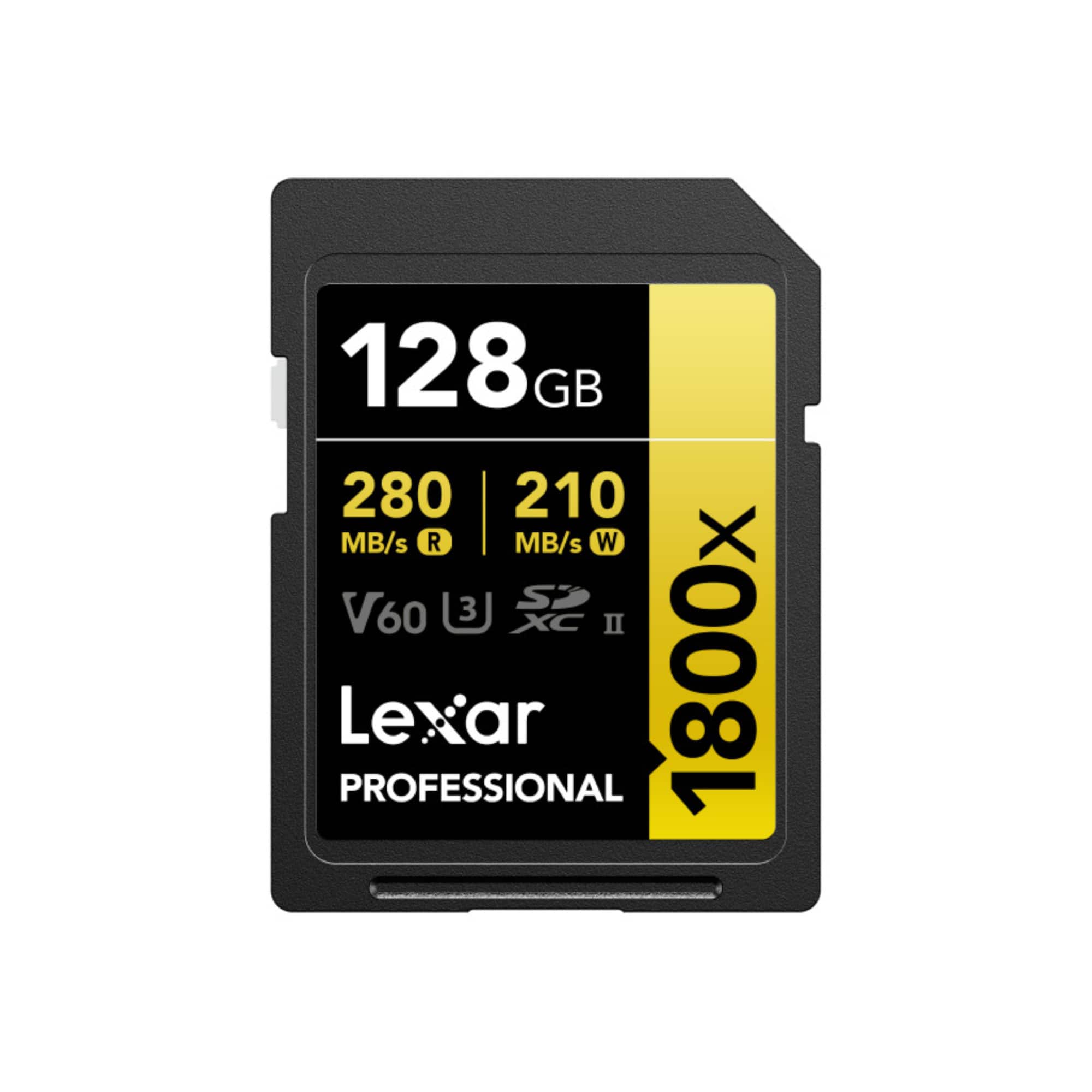 Lexar - 128GB Professional 1800x UHS-II SDXC V60 Rated Memory Card (GOLD Series)