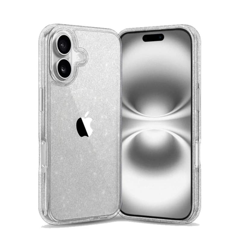 Front. Entronix - Entronix Glitter Clear Case for iPhone 17 - Durable Hard Back Protection - Glitter Clear.