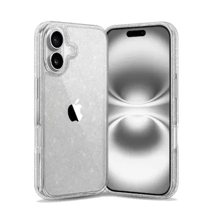 Front. Entronix - Entronix Glitter Clear Case for iPhone 17 - Durable Hard Back Protection - Glitter Clear.