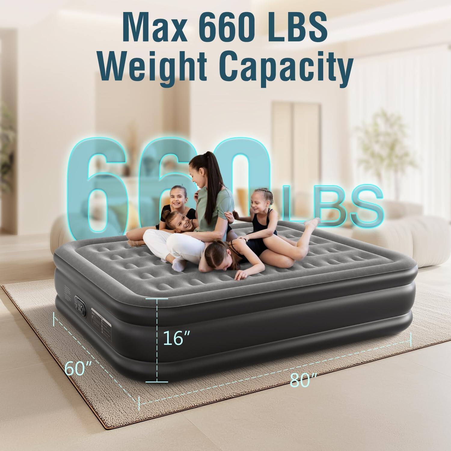 Max 660 LBS Weight Capacity, 660 LBS, 16", 60", 80"