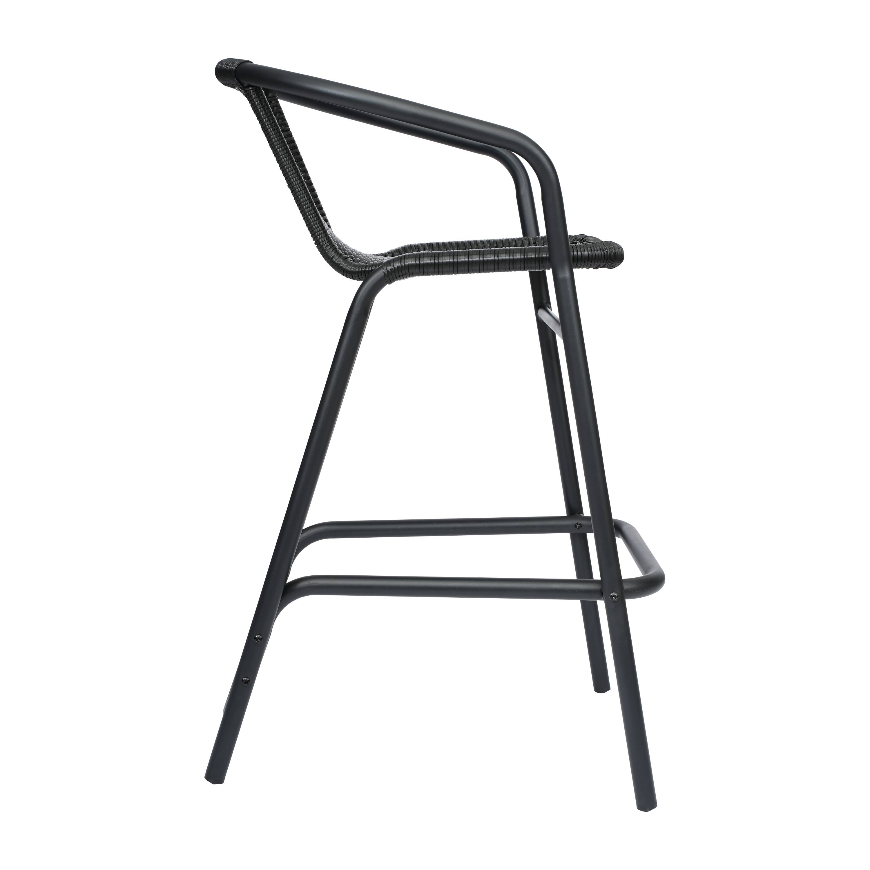 Alt View 7. Emma + Oliver - Rhea Indoor/Outdoor Restaurant Style Rattan Barstool - Black.