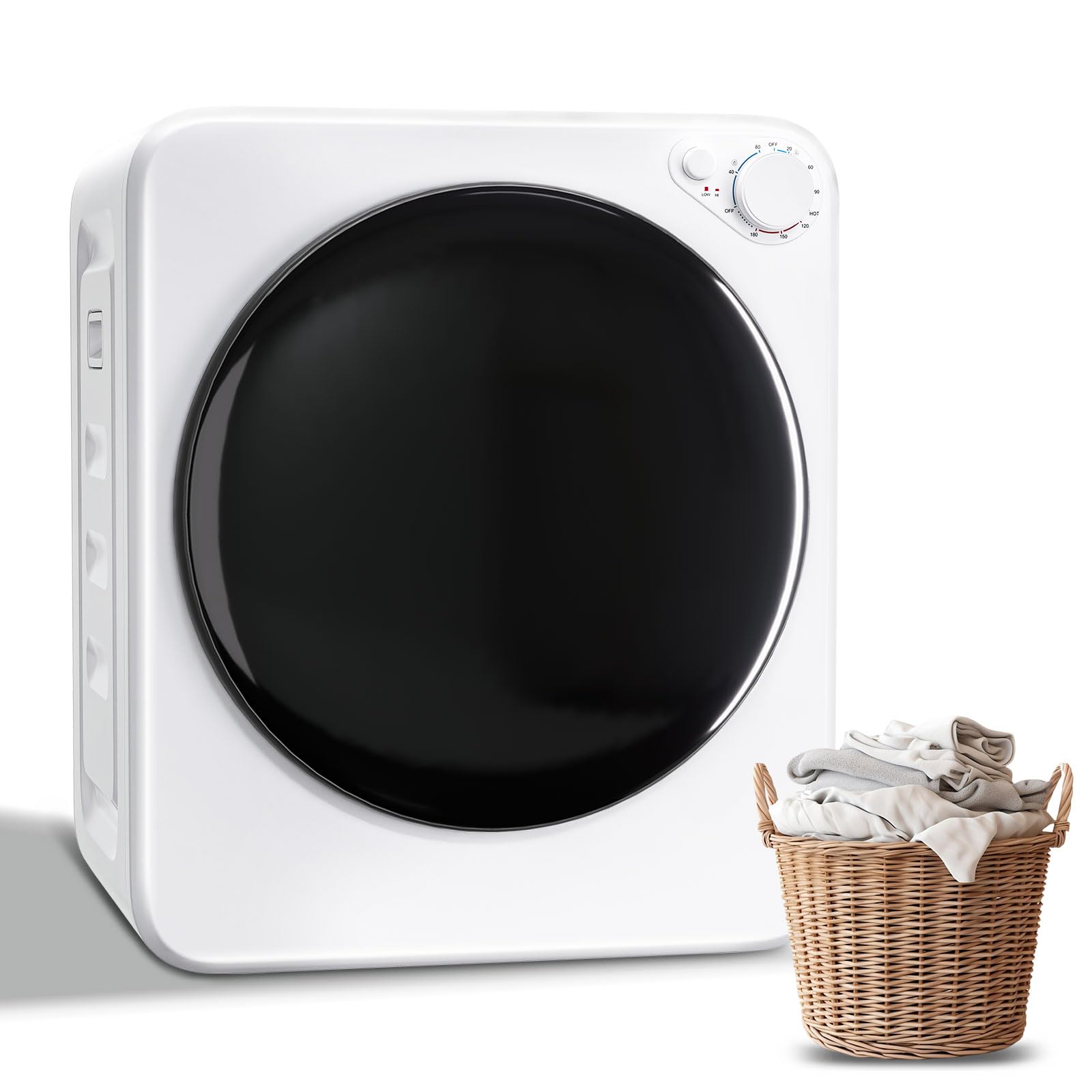 Front. GlowWise - Portable Dryer, 1.6 Cu.Ft 800W Compact Electric Clothes Dryer with 5 Modes for Apartment & Dorm - White.