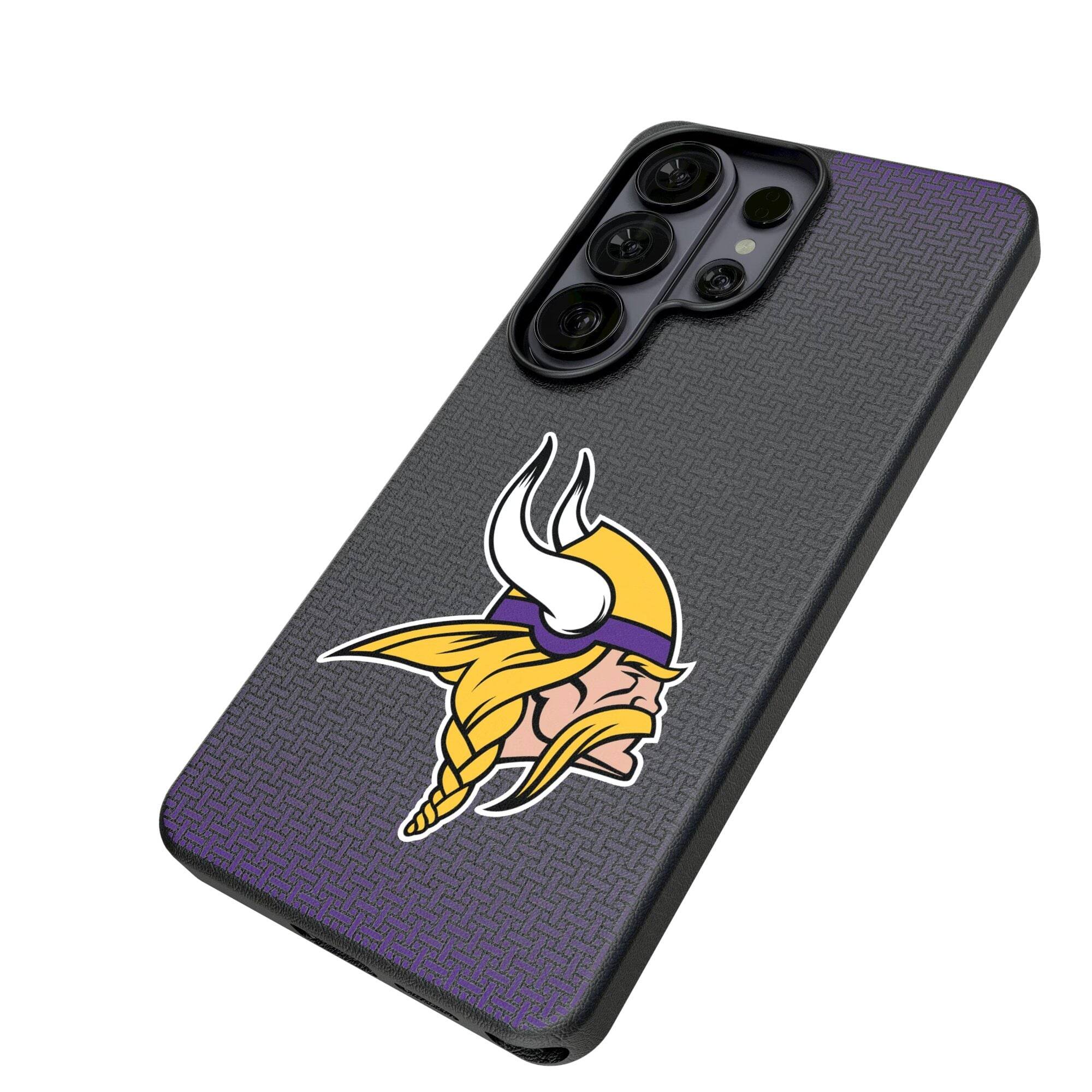 Alt View 1. Keyscaper - Minnesota Vikings Linen Galaxy Magnetic Bump Case - S25 Ultra - Black.