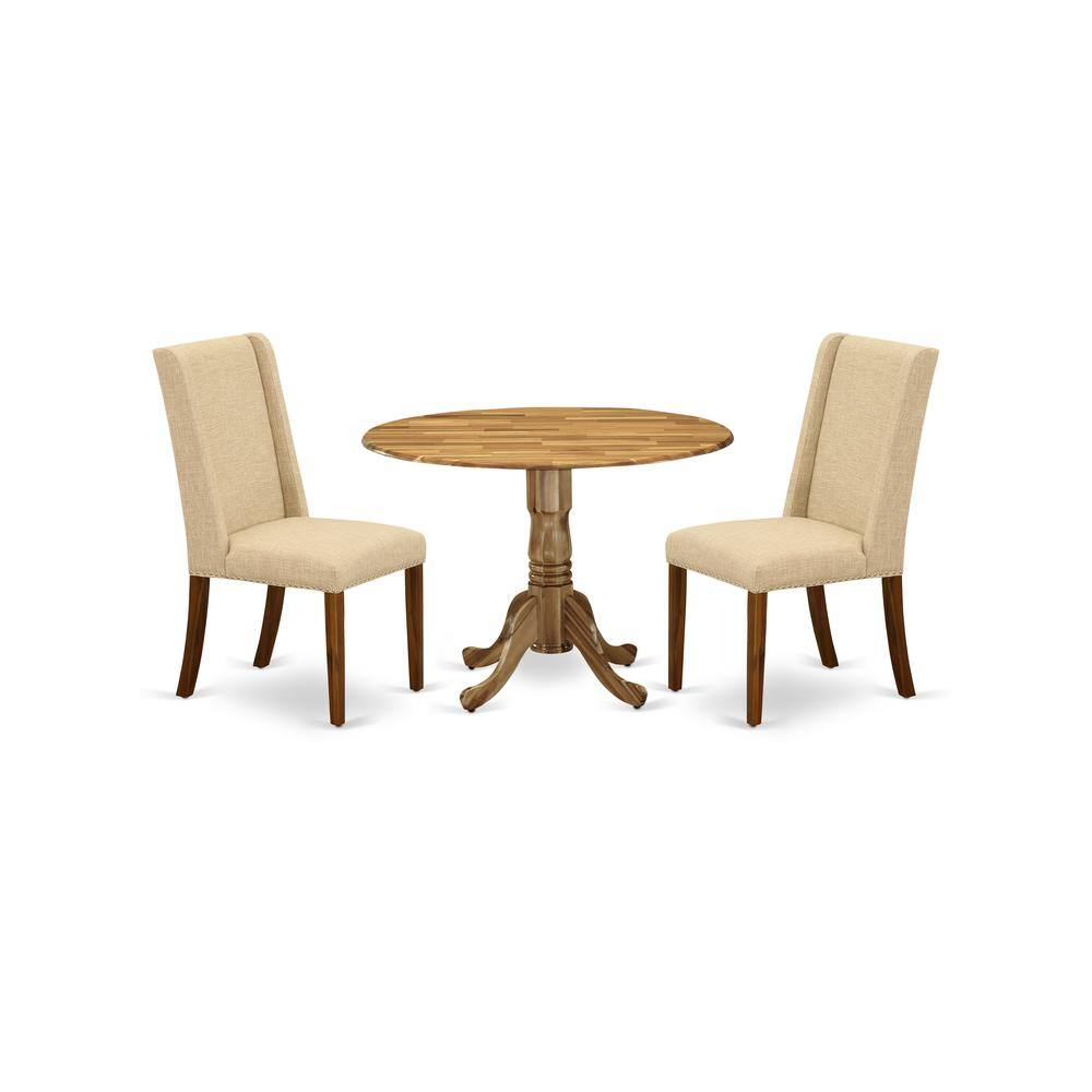 Back. East West Furniture - Dining Room Set Natural - Brown.