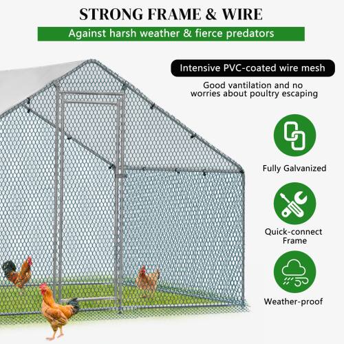 Alt View 2. Winado - 6.5 x 10 x 6.6FT Metal Chicken Coop Outdoor Large Walk-in Hen Cage House with Cover.