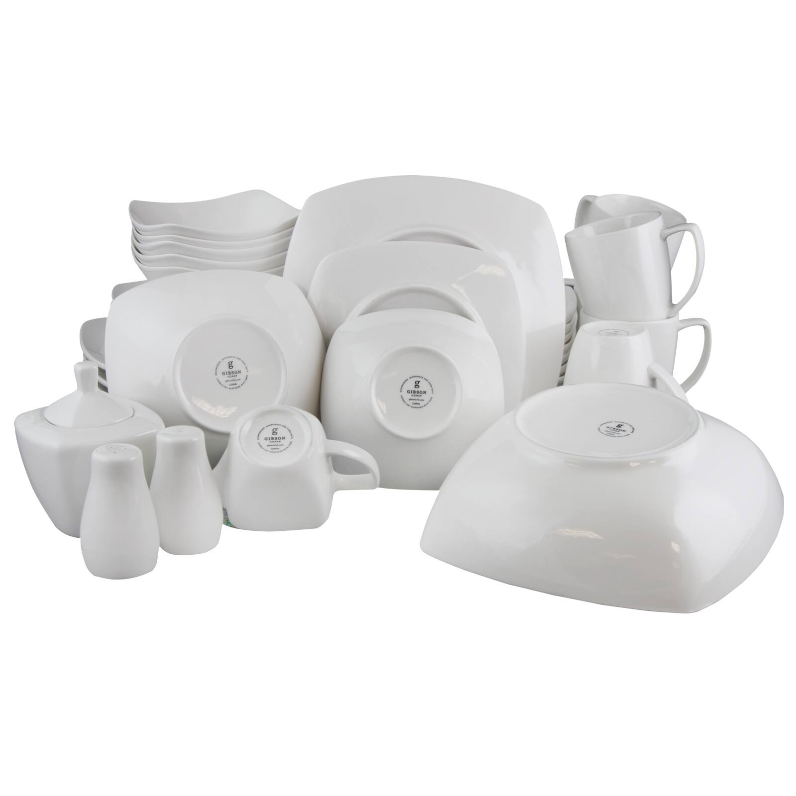 Alt View 2. Gibson - Gibson Zen Buffetware 39 Piece Dinnerware Set - White.