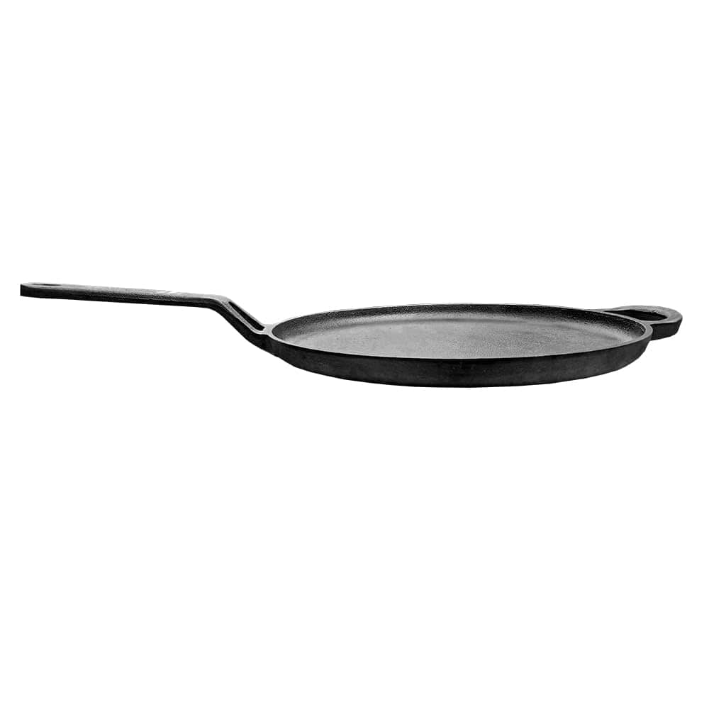 Amber Sporting Goods - 11" Pre-Seasoned Cast Iron Tawa, Heavy-Duty Flat Griddle for Roti, Pancakes, Tortillas & More - Black