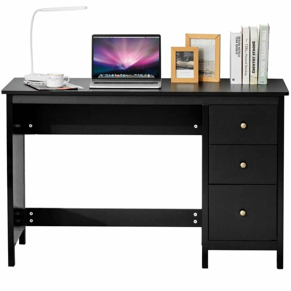 Kadyn - 3-Drawer Home Office Study Computer Desk with Spacious Desktop- Home Office Desks, Gaming Computer Desks - Black