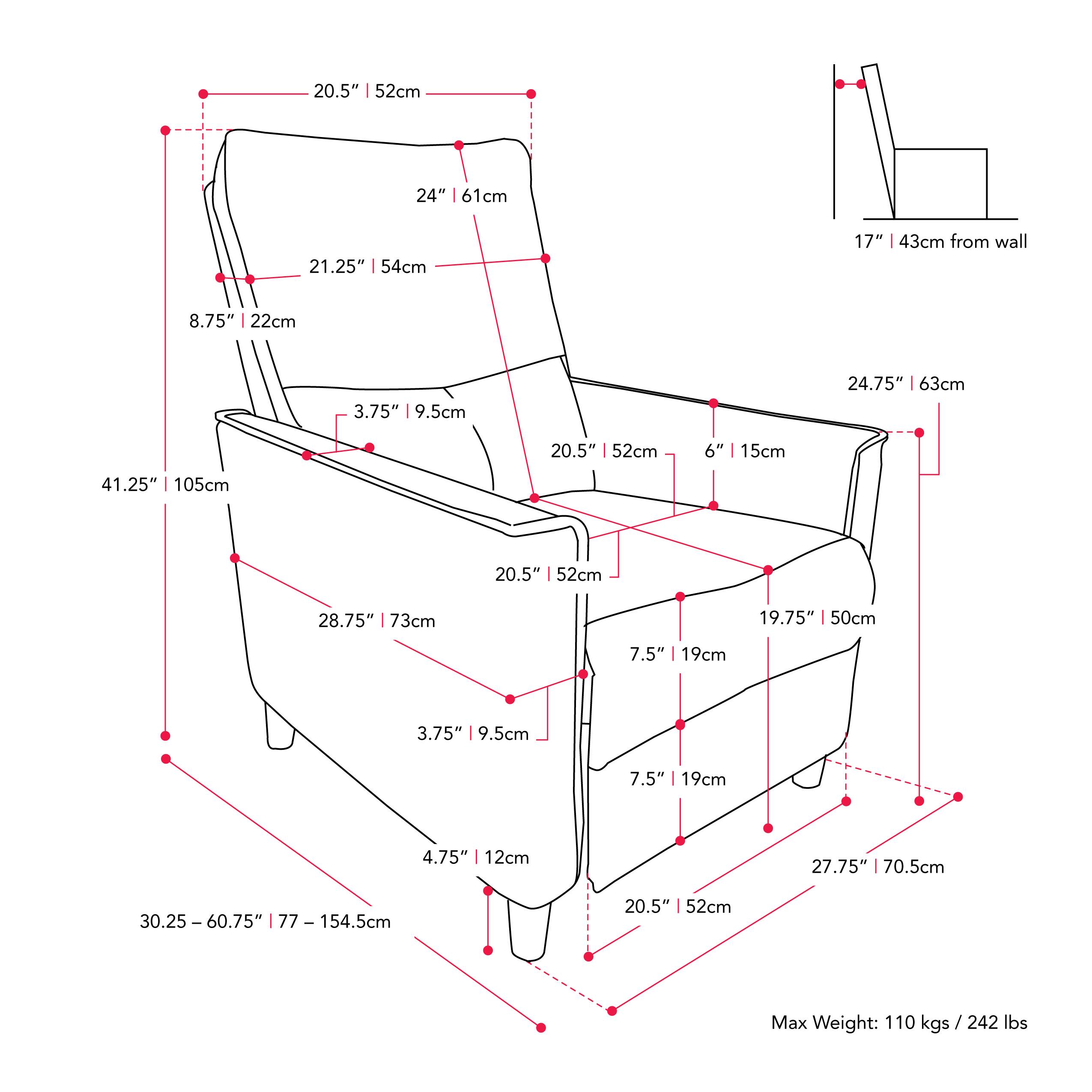 Alt View 13. CorLiving - Alder Manual Fabric Recliner - Light Grey.