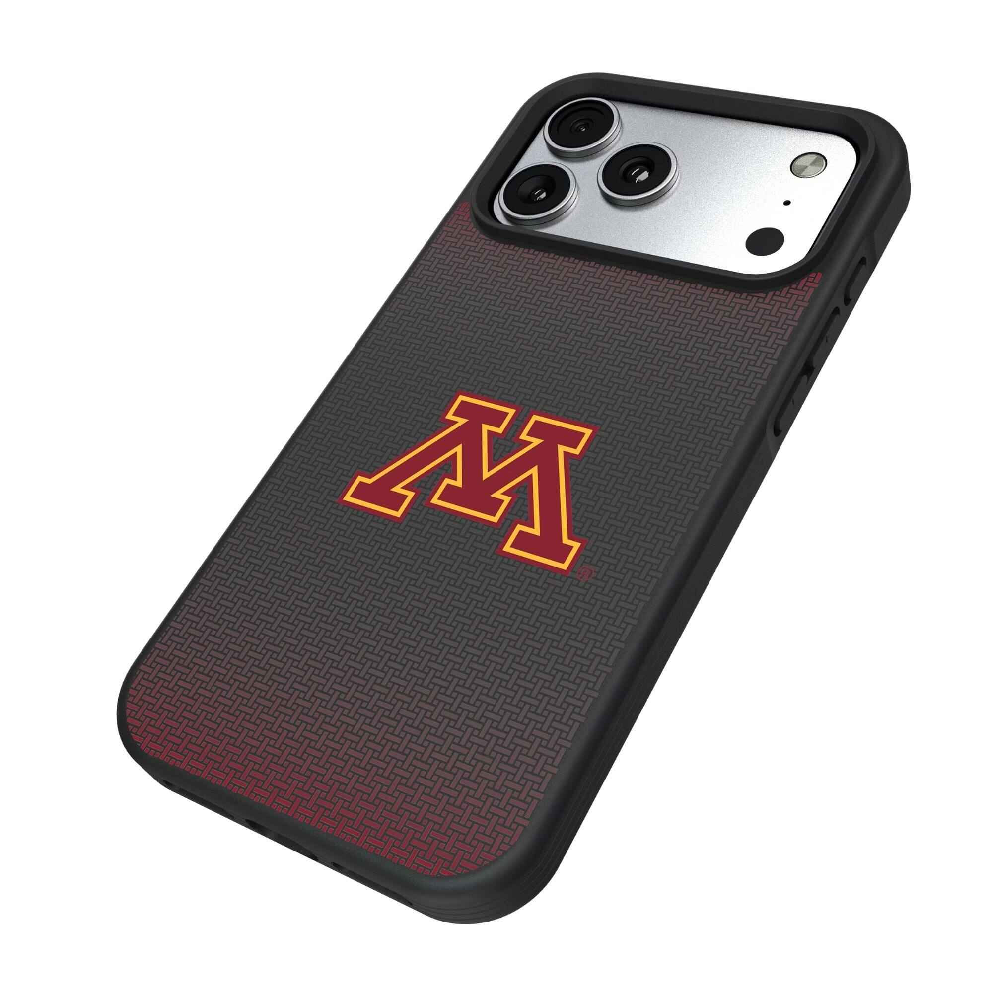 Alt View 1. Keyscaper - Minnesota Golden Gophers Linen Logo iPhone Bump Case - 13 mini - Black.