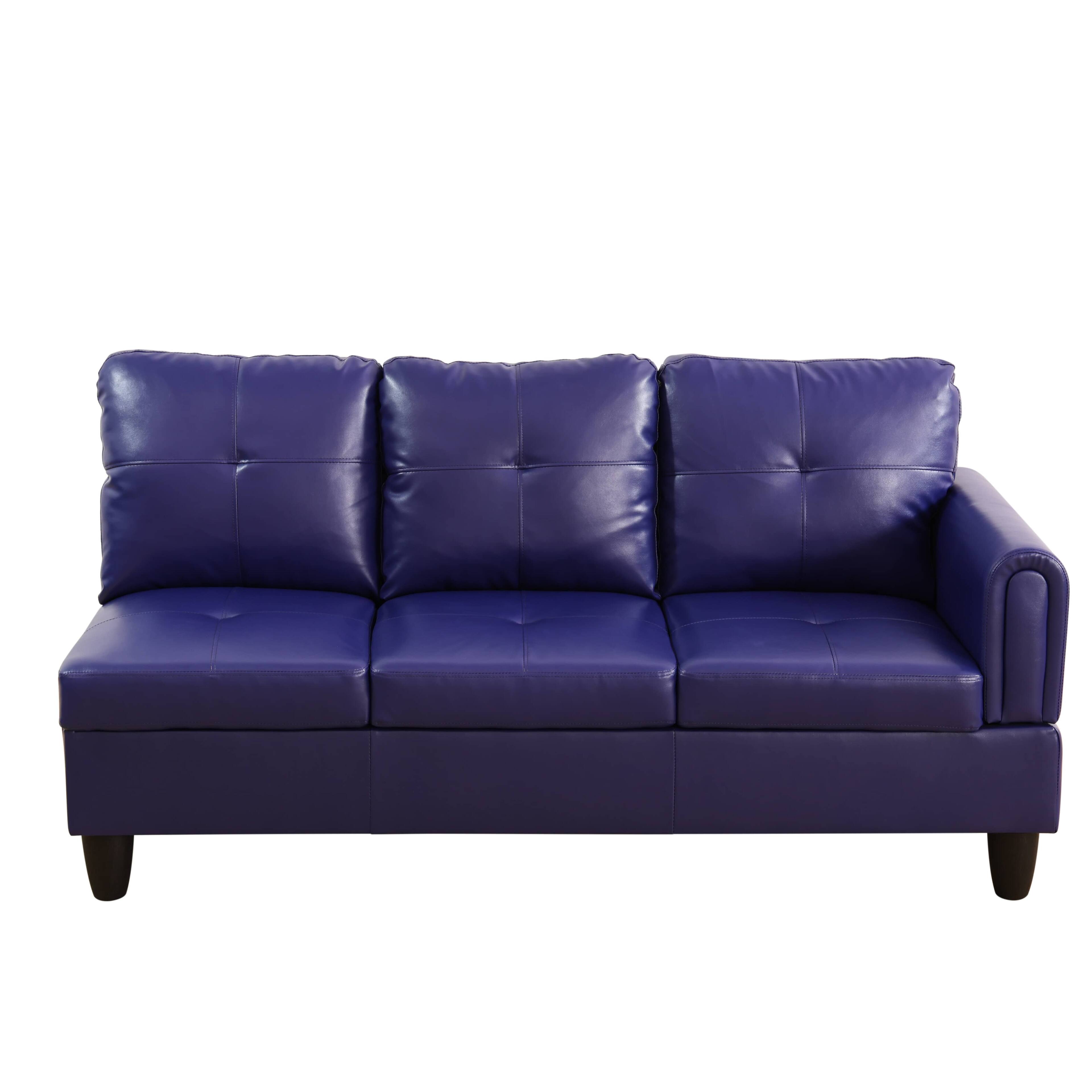 Alt View 5. Boyel Living - Premium Semi PU Upholstered Sofa Solid Wood Frame Double Spring with Left Chaise Lounge - Deep Purple.
