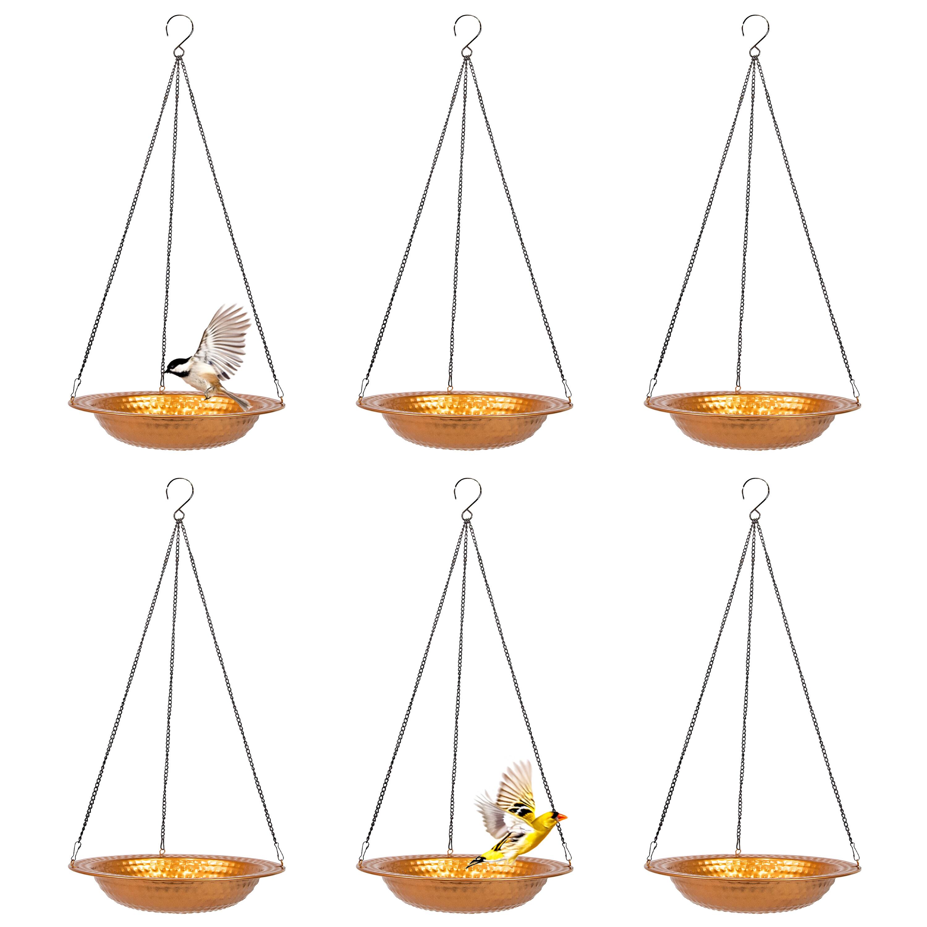 Alt View 7. Sunnydaze - Iron Hanging Bird Bath or Bird Feeder with Copper Finish - 6ct - Copper.