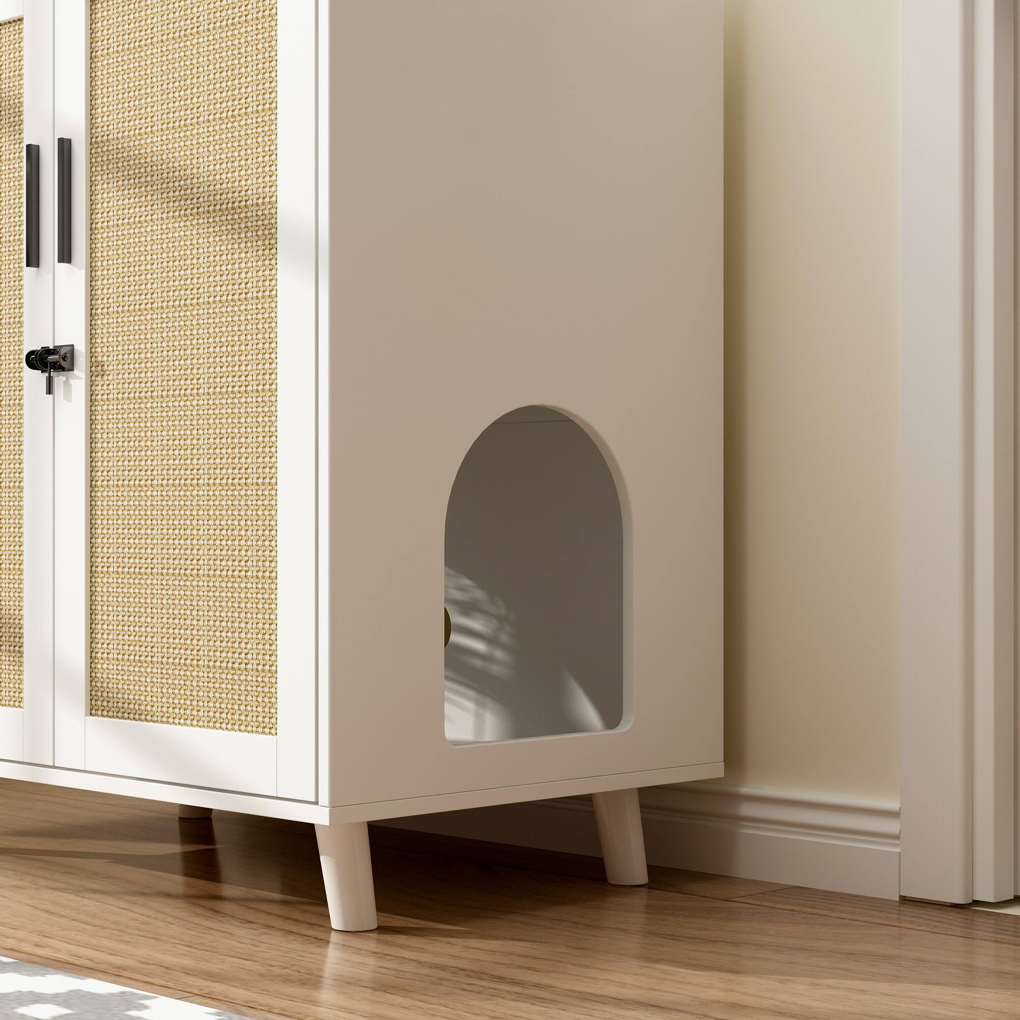 Alt View 1. FUFU & GAGA - Modern Cat Condo Cabinet – Adjustable Shelves, Concealed Litter Box & Integrated Scratching Surfaces.