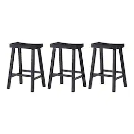 Maven Lane - Vincent Wooden Rustic Aesthetic Kitchen Counter Stool, Set of 3 - Antiqued Black