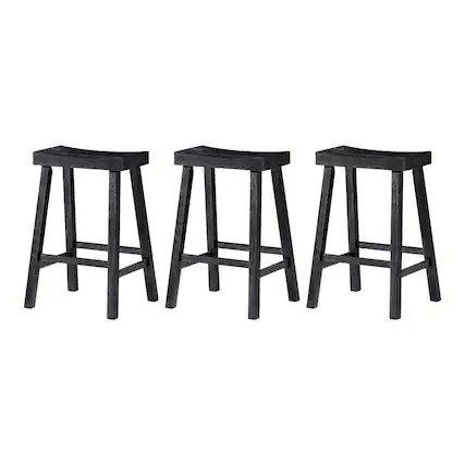Front. Maven Lane - Maven Lane Vincent Wooden Rustic Aesthetic Kitchen Counter Stool, Set of 3 - Antiqued Black.