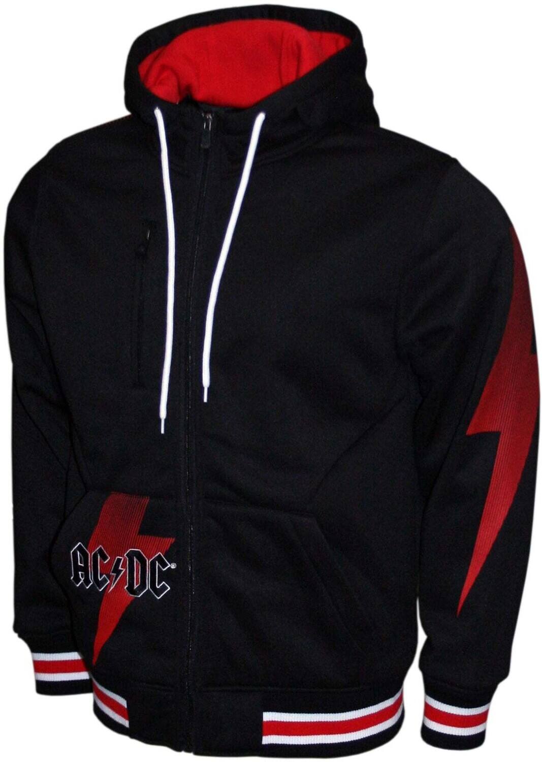 Front. PopMarket - AC/DC - AC/DC - Bolt - Double Knit Hoodie Jacket - Medium Black M2431ADA   - APPAREL - Multicolor.