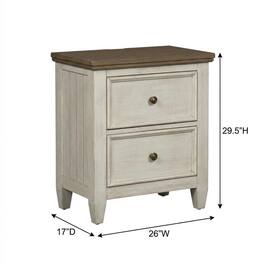 Starlight Canyon Home - Farmhouse Nightstand with Charging Station and Storage Space - White