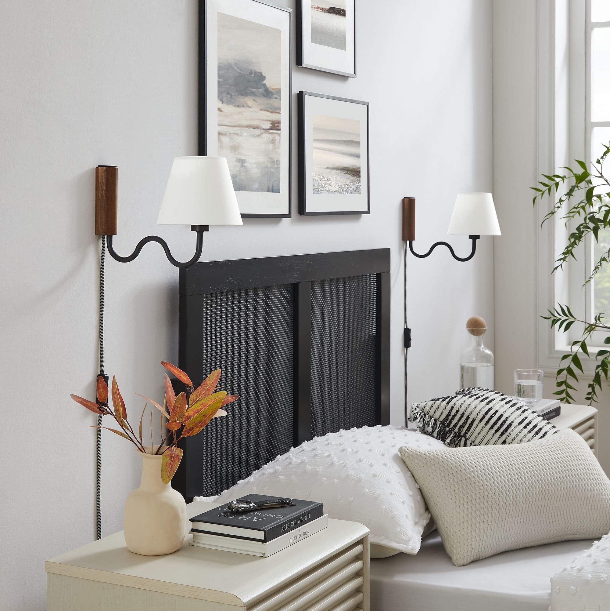 Sunlit Squiggle Arm Wall Sconce by Modway - Walnut Black