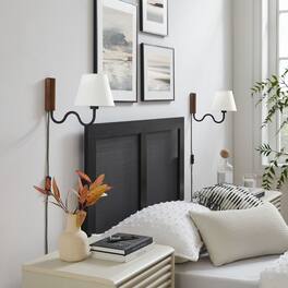 Sunlit Squiggle Arm Wall Sconce by Modway - Walnut Black