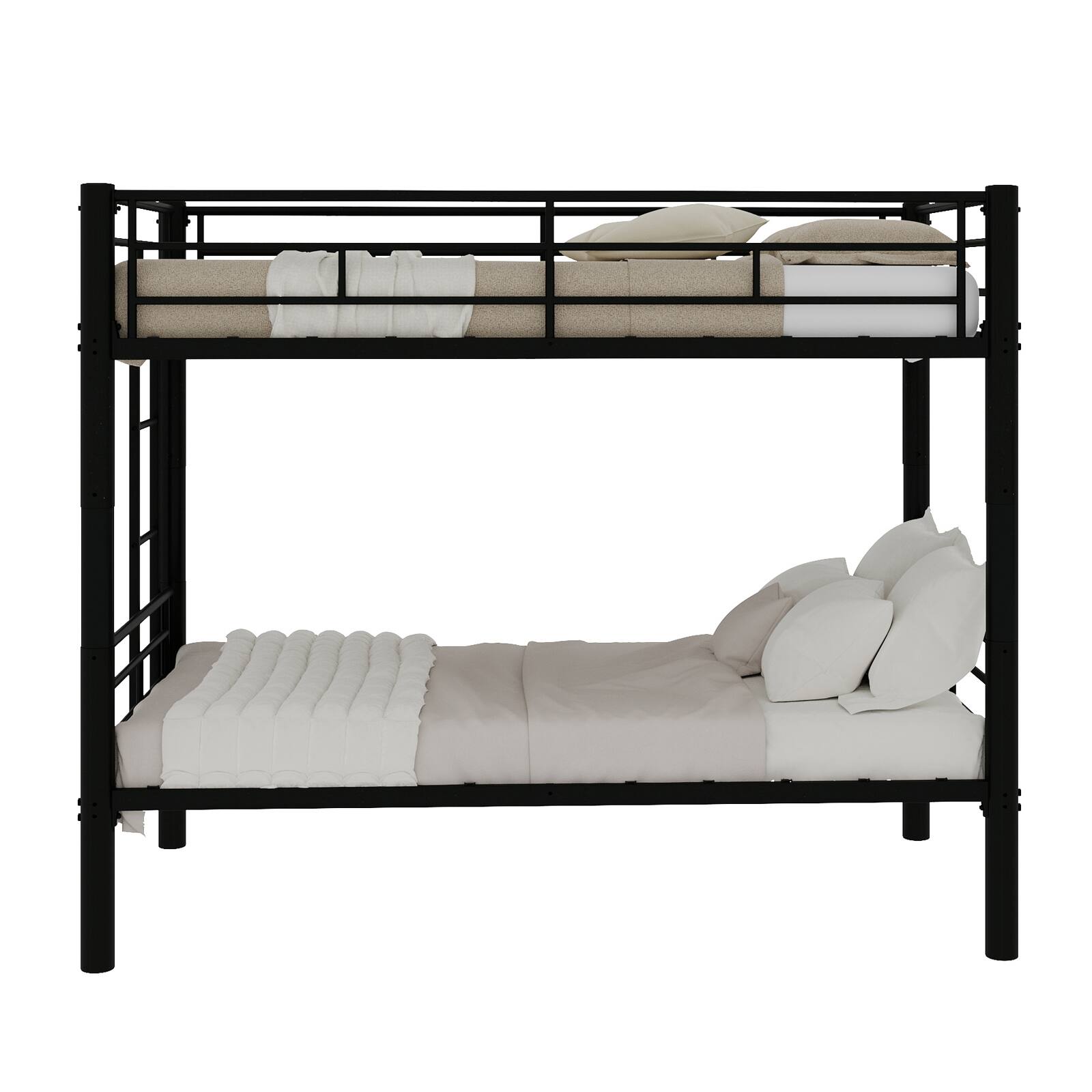 Alt View 10. Loheer - Loheer Twin Over Twin Metal Bunk Bed Convertible Kids Bed Frame with Ladder Guardrail No Box Spring Needed - Black.