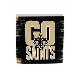 Evergreen Enterprises - New Orleans Saints 6" Square Fan Chant Wood Block Shelf Sign - Multicolor