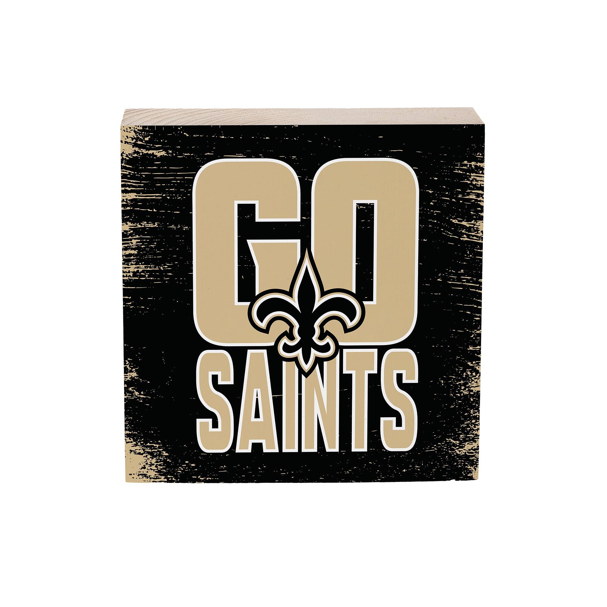 New Orleans Saints 6" Square Fan Chant Wood Block Shelf Sign