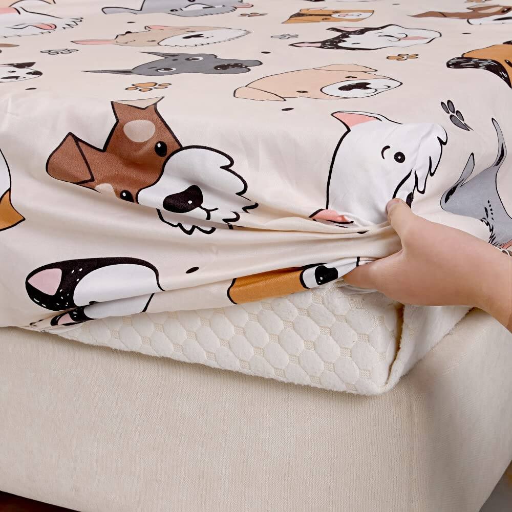 Alt View 5. Skar Audio - 2pcs Soft Fitted Sheet And Pillowcase Set - Doggy Printed Puppy Pattern Design Sheets For Teens Size Bed - Multicolor Twin.